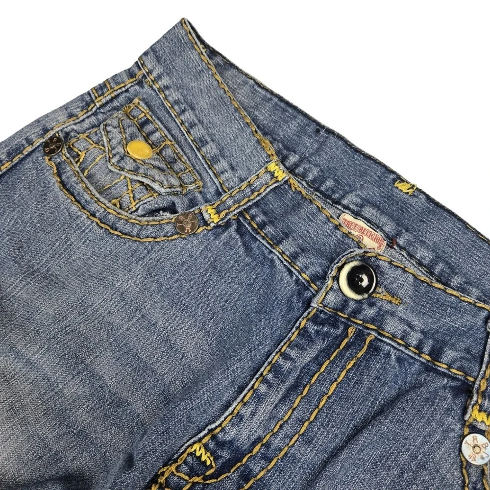True Religion Billy Super T Distressed Jeans Blue Straight Leg USA Vintage Y2K